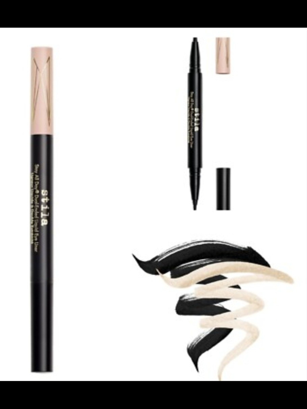 STILA Stay All Day Dual Ended Liquid Eyeliner Intense BLk/Kitten Kosm Rare NIB